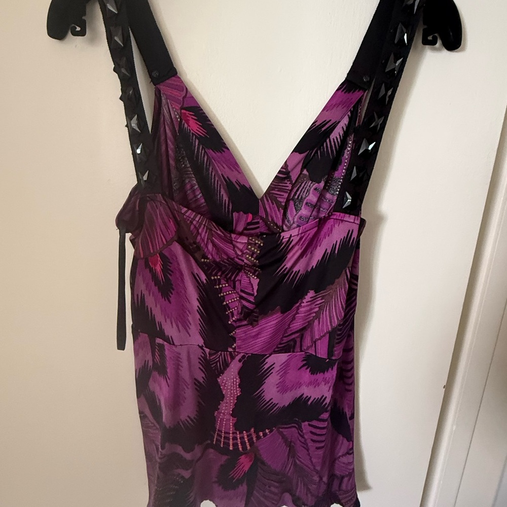 Elie Tahari Vibrant Purple and Black Camisole
